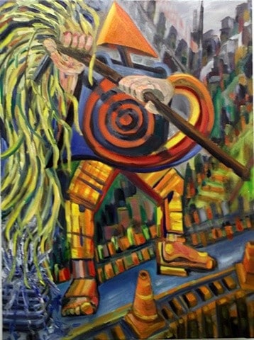 cubist oil painting, narrative painting
