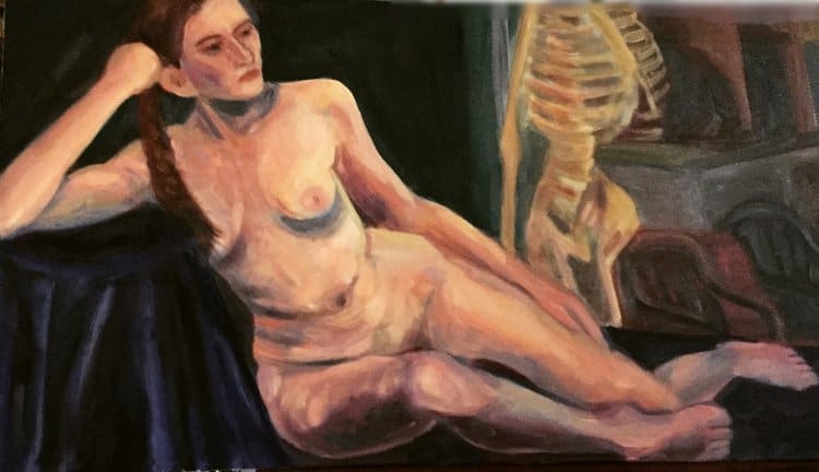 Reclining Nude with a Skeleton