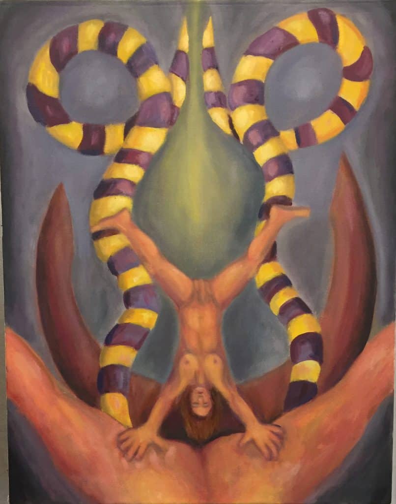 figure handstand with horns